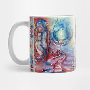 LADY MORGANA POWERFUL ENCHANTRESS AND DRAGON Arthurian Legends Fantasy Watercolor Mug